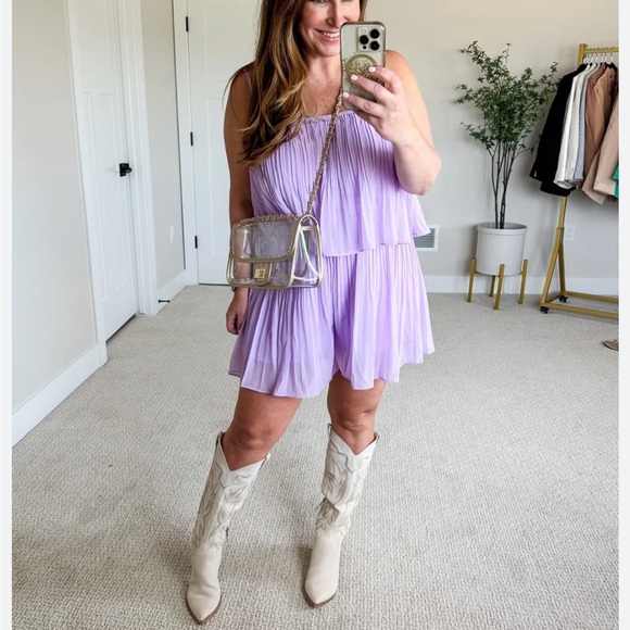 Purple pleated Romper Size Medium - Picture 3 of 5